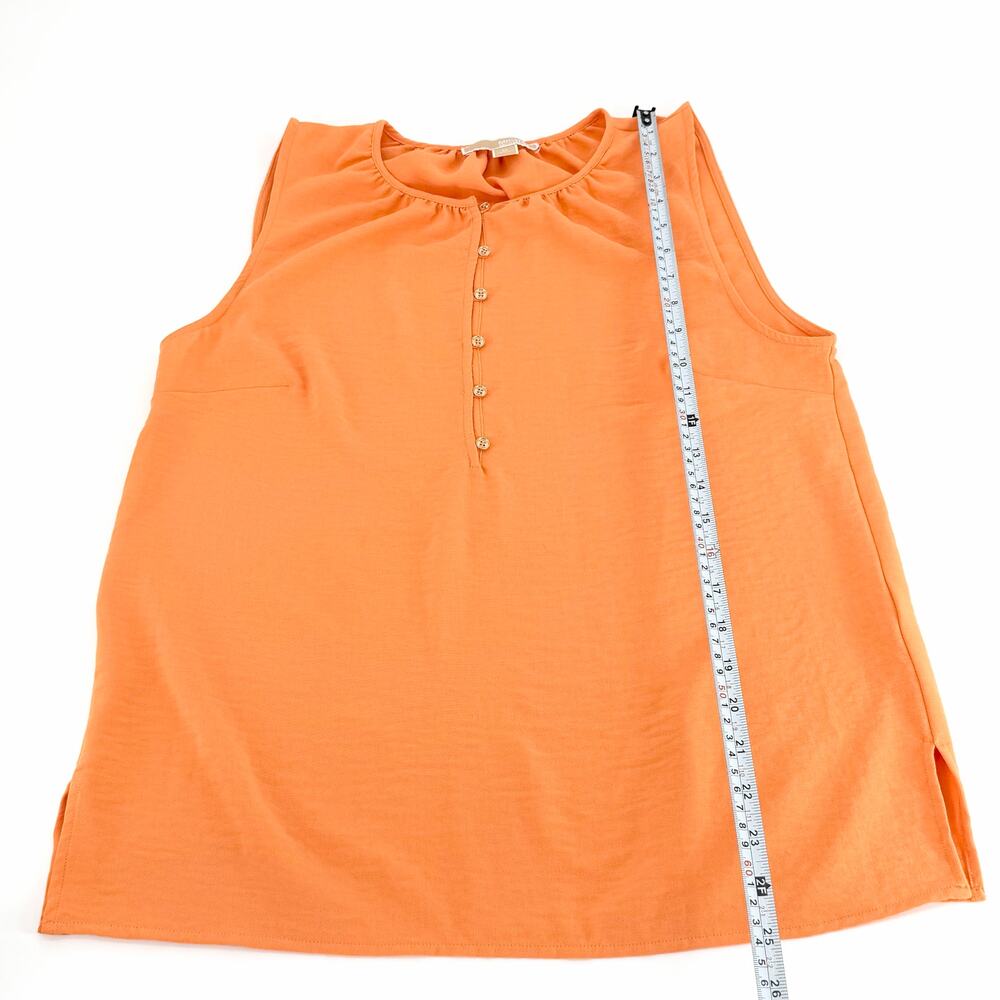 Michael Kors Coral Sleeveless Blouse Medium Button Front Resort Summer Top - Picture 8 of 8